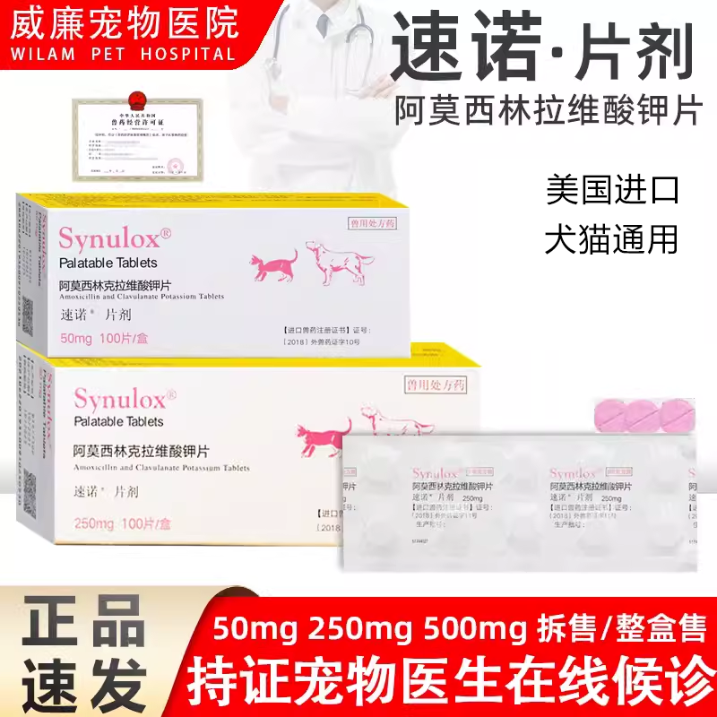 临期2026.6-10月进口辉瑞硕腾速诺消炎感冒药狗猫咪阿莫西林50mg