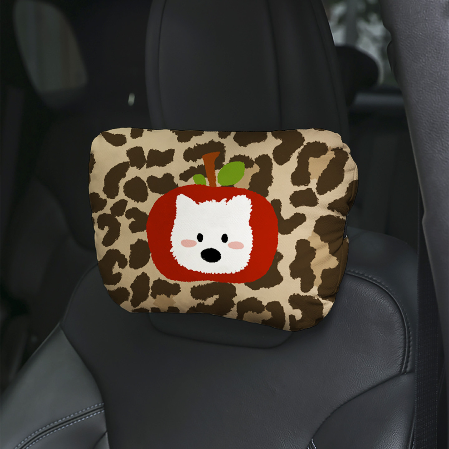 豹纹苹果狗宠物图案车靠枕颈枕汽车座椅头枕主驾驶车载护颈枕A3,汽车用品/电子/清洗/改装,头枕,淘宝优惠券,粉丝福利购,淘宝优惠卷