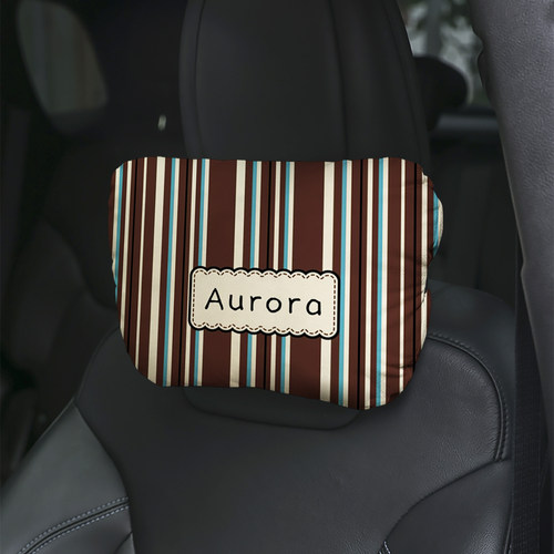 Aurora 棕蓝条纹车载枕头靠颈枕汽车头枕枕靠车用护颈头颈枕A68