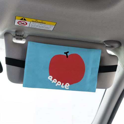 简约红苹果 apple女生专用汽车遮阳板纸巾盒车载绑带式收纳包A93