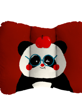 苹果熊猫汽车靠背护腰靠垫座椅腰垫腰靠汽车护腰腰托神器红色A24