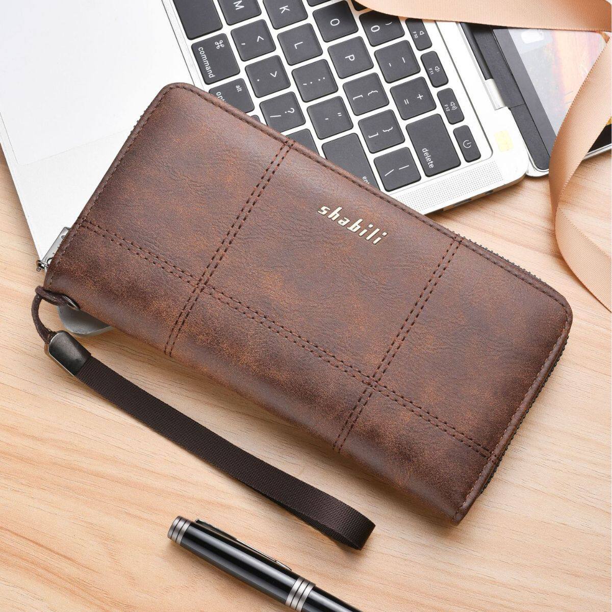 新款男士长款钱包跨境热销多卡位休闲钱包拉链大容量手拿包零钱包