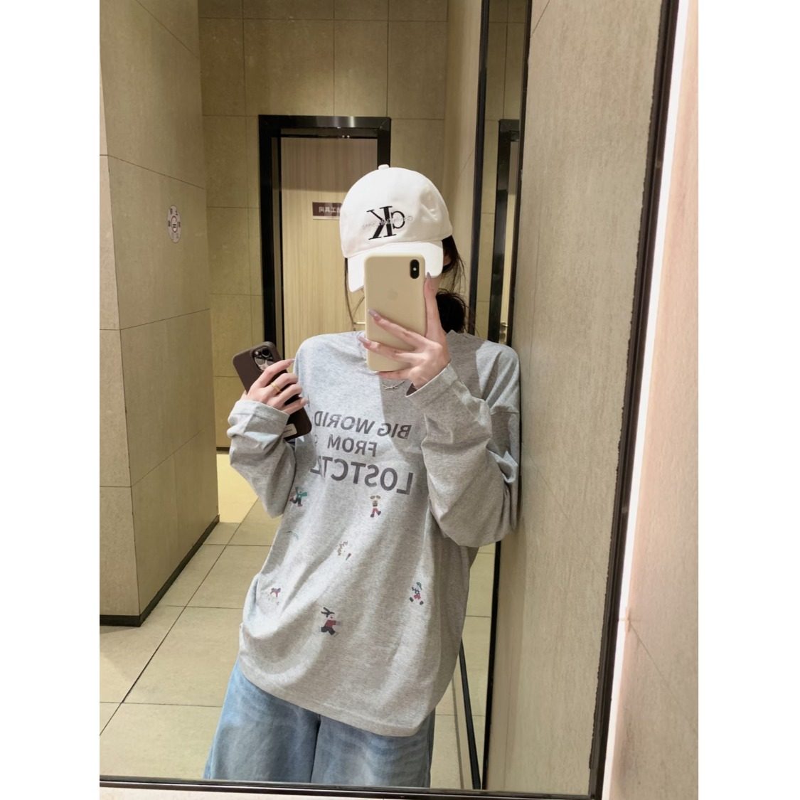 女士2025年秋季圆领中长款灰色