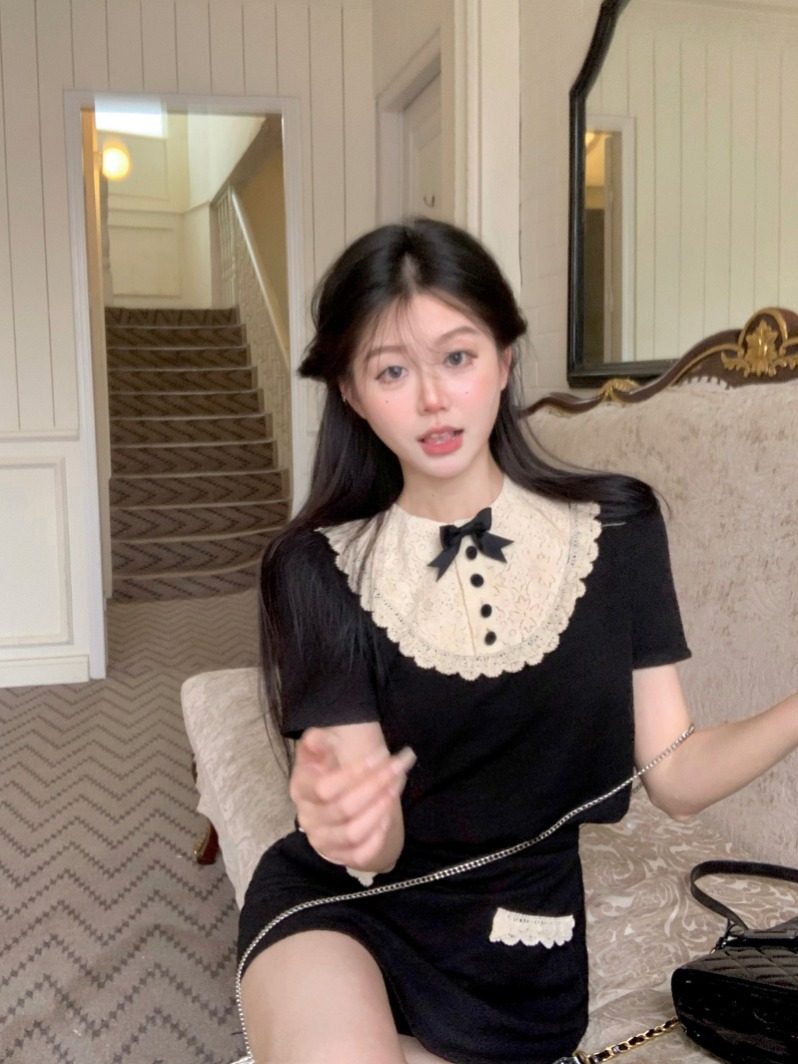 法式甜美减龄套装蕾丝拼接短袖衬衫高级轻奢包臀短款半身裙两件套