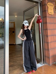 夏季套装蝴蝶结条纹吊带背心外穿修身蝴蝶结独特绝美小上衣潮ins