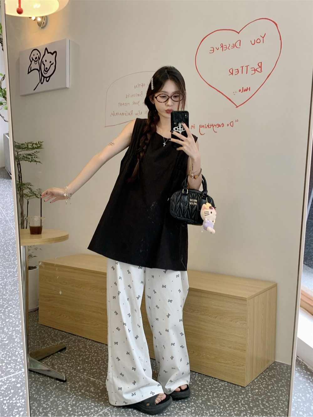 2026年夏季新款穿搭一整套装女宽松遮肉显瘦背心上衣阔腿裤两件套