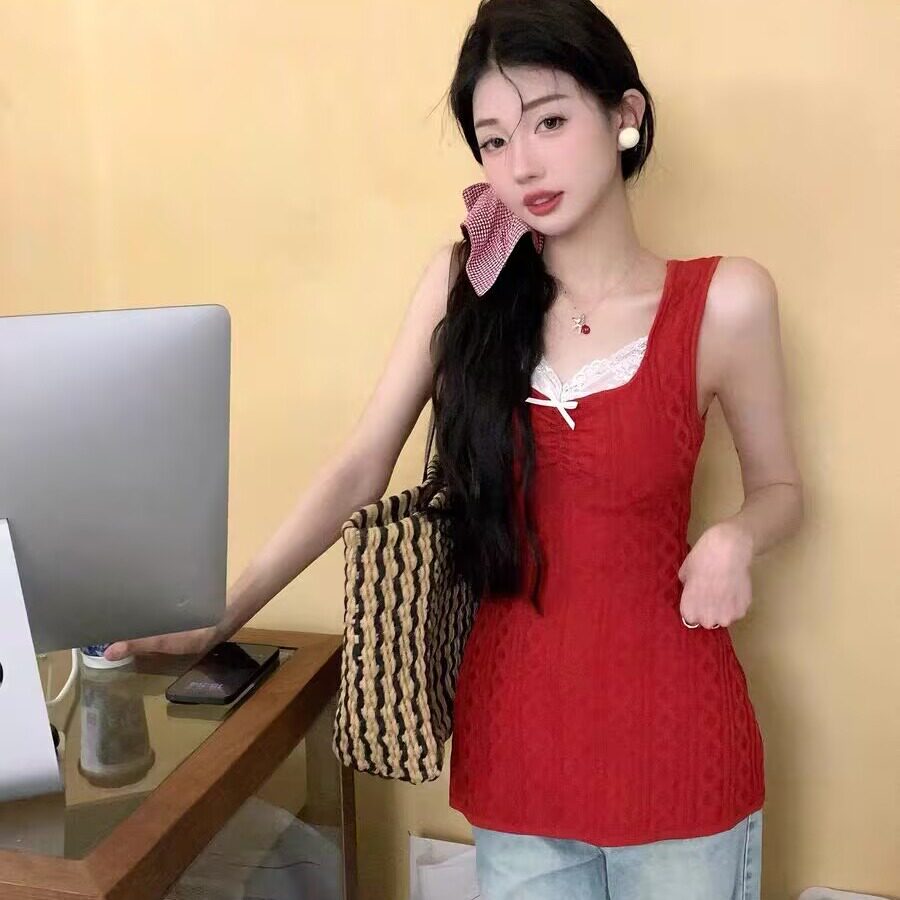 夏季纯欲蕾丝镂空显瘦背心