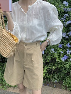 法式雪纺防晒小衫薄款夏季长袖衬衣女设计感小众衬衫别致短款上衣