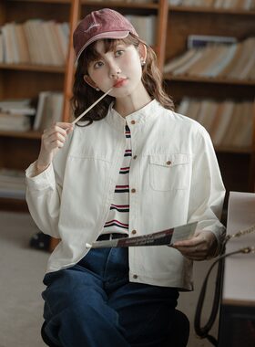 原宿港风设计感工装夹克上衣女春秋新款开衫外搭气质长袖衬衫外套