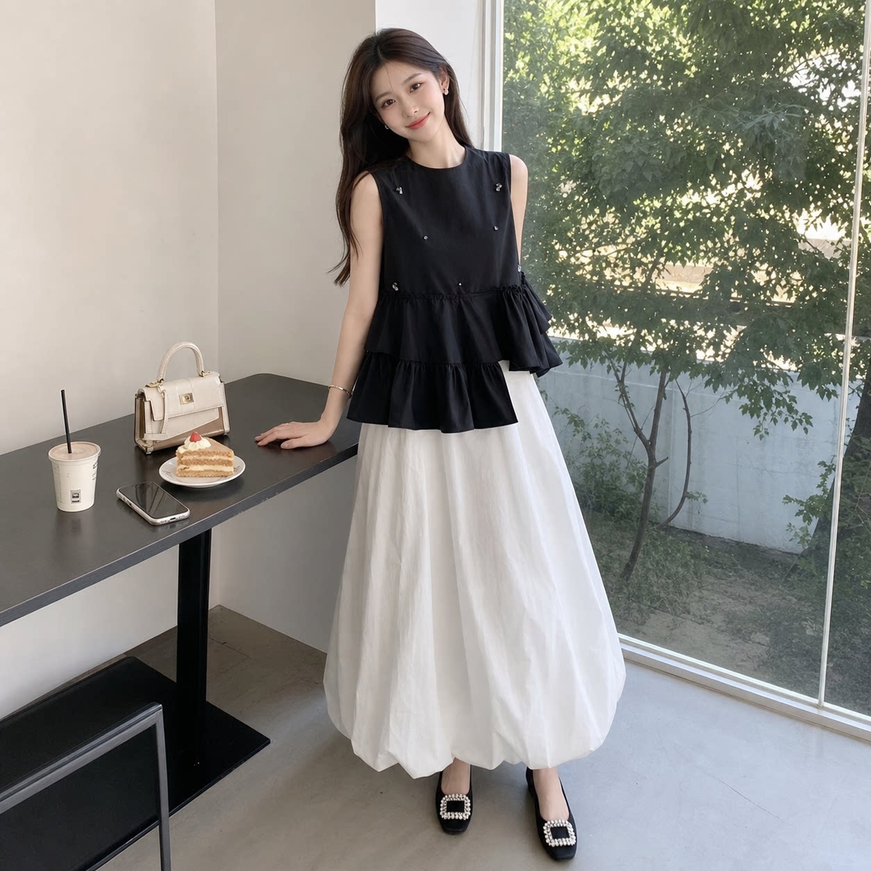 夏季御姐风减龄花苞裙两件套女