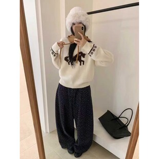 2026年冬季新款韩系圆领套头宽松红色过年新年春节针织毛衣上衣女