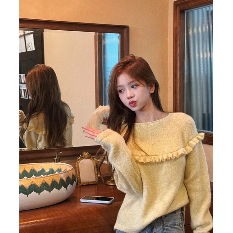 甜美花边毛衣女2025春季新款