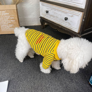 胖狗衣服 宠物衣服泰迪比熊衣服条纹全棉T恤百搭款 2021新款 春夏装