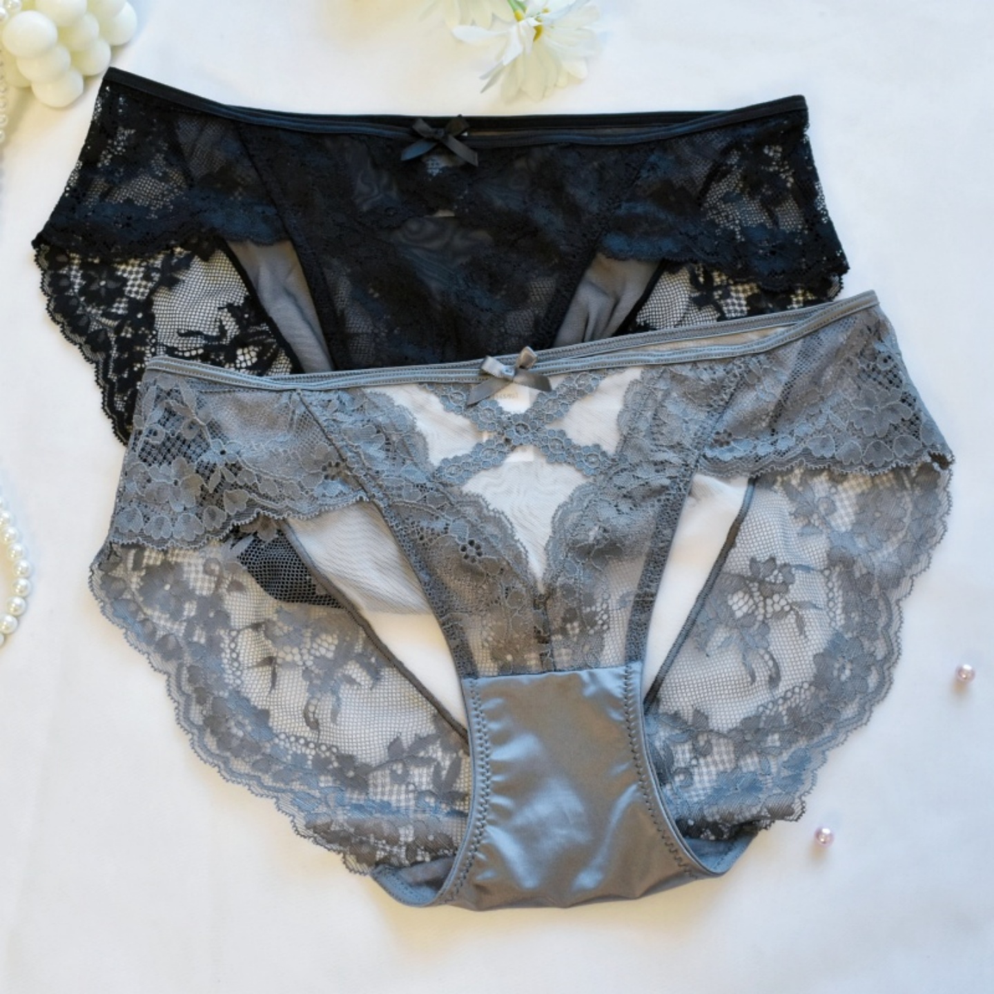 法式蕾丝性感纯欲中腰纯棉裆内裤