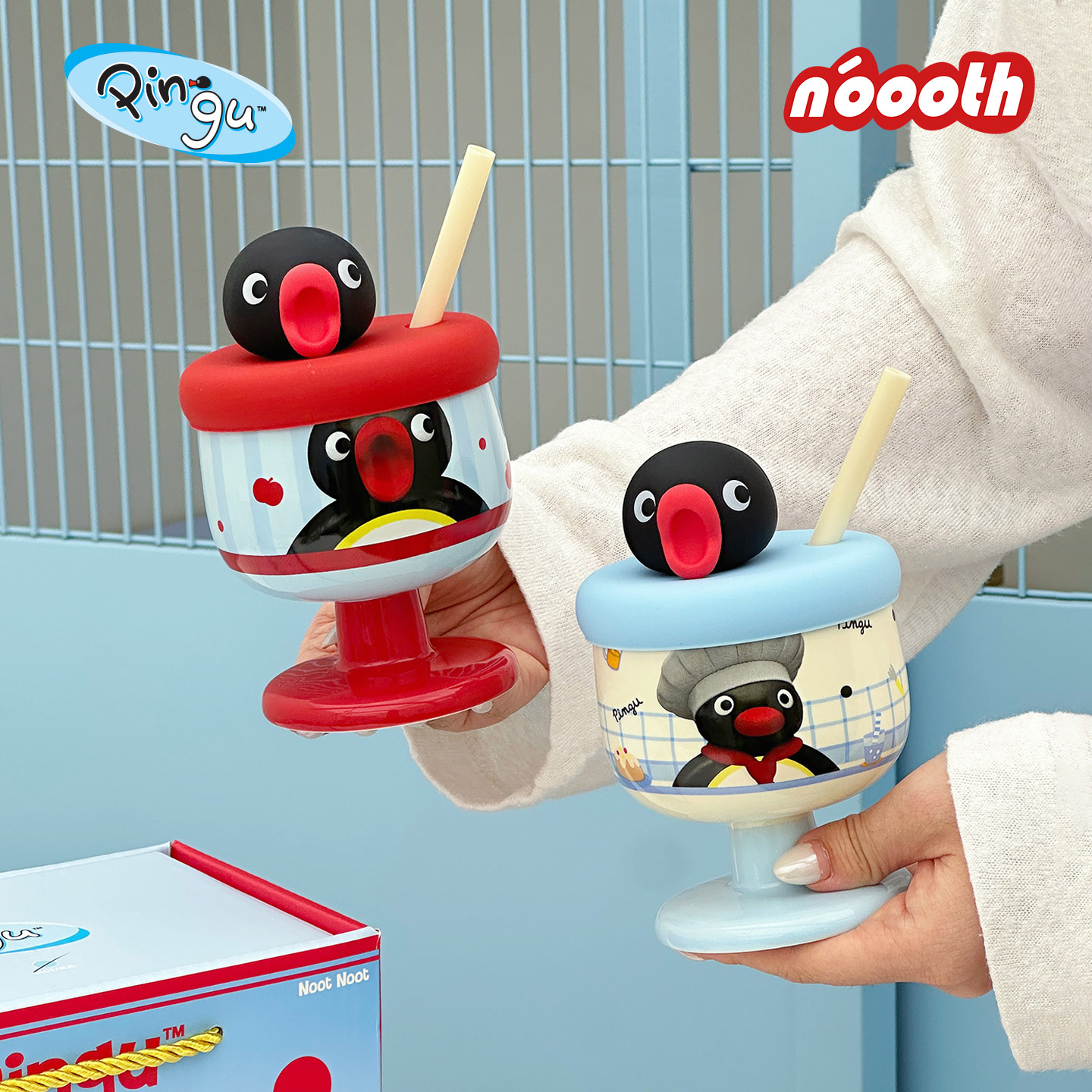 诺室pingu陶瓷吸管杯生日礼物情侣高颜值高脚马克杯办公室水杯