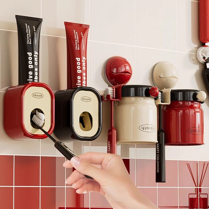 诺室自动挤牙膏器神器壁挂式儿童挤压泵家用免打孔牙刷收纳置物架