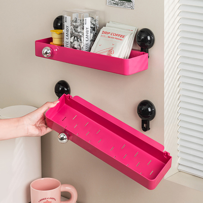 办公室茶水间黑粉吸盘置物架免打孔壁挂奶茶胶囊咖啡收纳茶叶糖包