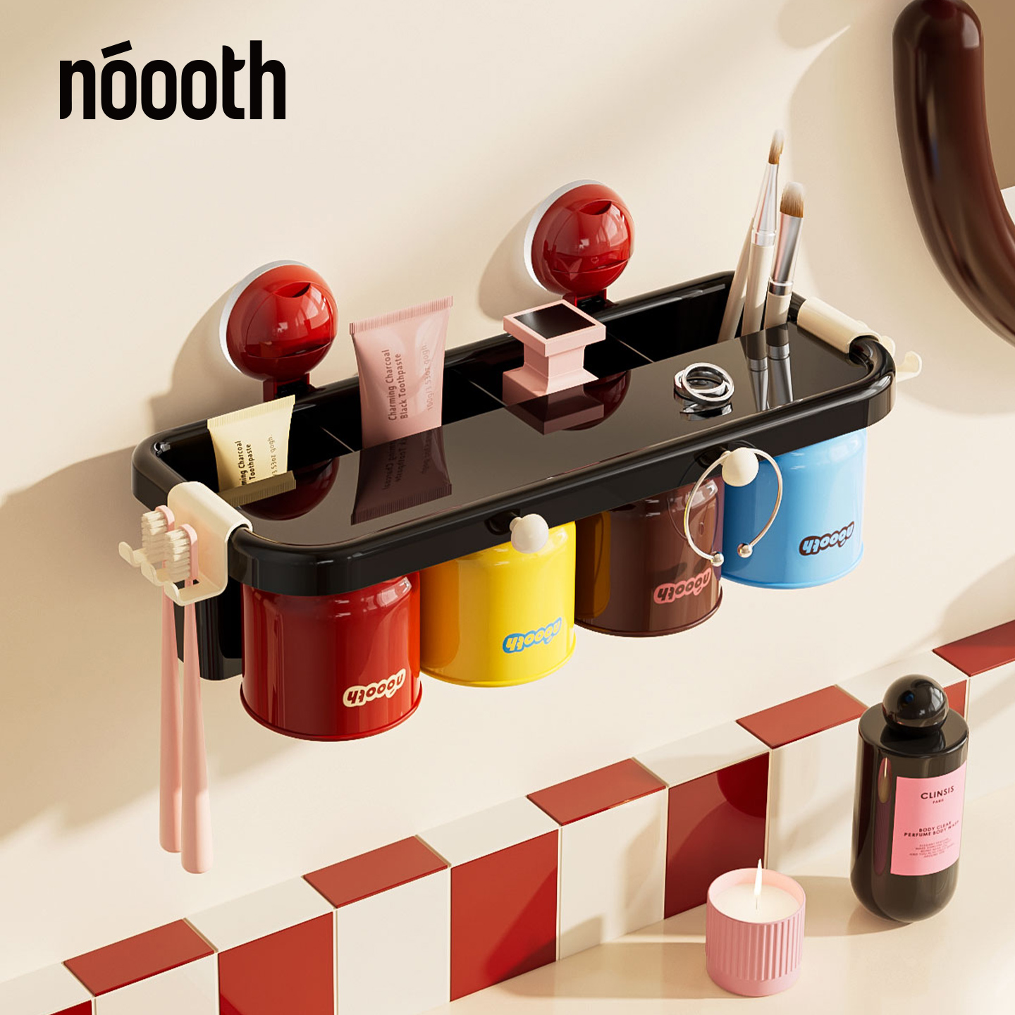 吸盘牙刷置物架免打孔壁挂式卫生间牙膏牙杯电动挂牙刷架子漱口杯