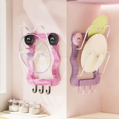 吸盘锅盖架壁挂式 免打孔厨房置物架多巴胺收纳层架菜板架多层砧板