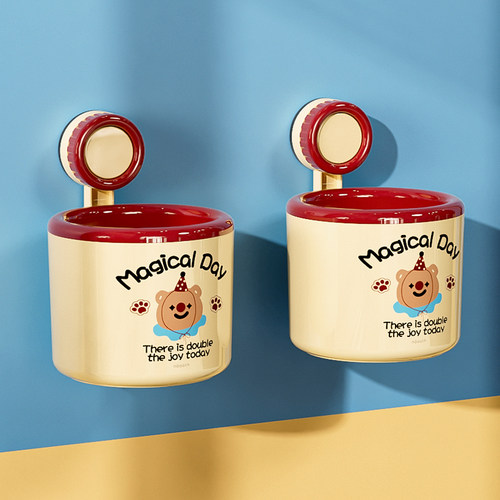 诺室可爱小怪兽吸盘垃圾桶壁挂式