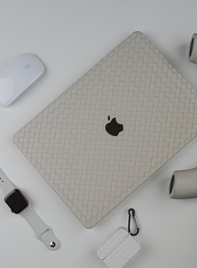 简约编织古董白皮革款气质mac13M1保护壳16寸壳macpro15保护套