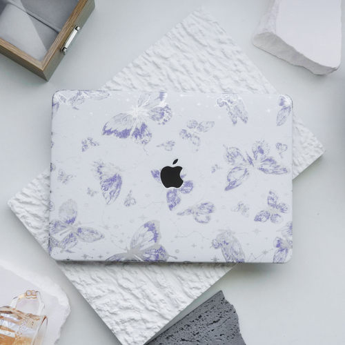 紫色蝴蝶适用2024苹果电脑保护套macbookpro14m3保护壳macair15寸
