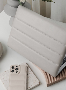 古董白气垫羽绒mac13/14/15/16寸电脑壳MacM1/M2 pro/air笔