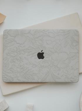 岩石灰色浮雕花纹2024新款苹果电脑保护套适用于macbookpro13保护壳13笔记本air13.6 pro14寸macbook16寸外壳