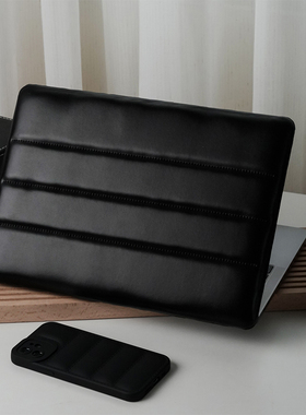 时尚黑气垫羽绒mac13/14/15/16寸电脑壳MacM1/M2 pro/air笔