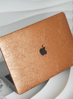 皱褶古铜金皮革2024新款苹果电脑保护套适用于macbookpro13保护壳16笔记本air15 pro14寸macbook15寸外壳