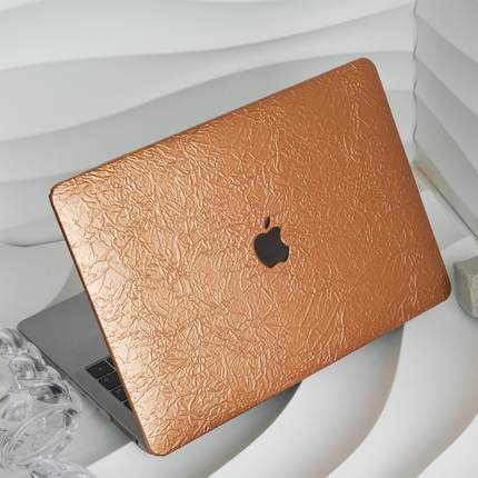 皱褶古铜金皮革2024新款苹果电脑保护套适用于macbookpro13保护壳16笔记本air15 pro14寸macbook15寸外壳
