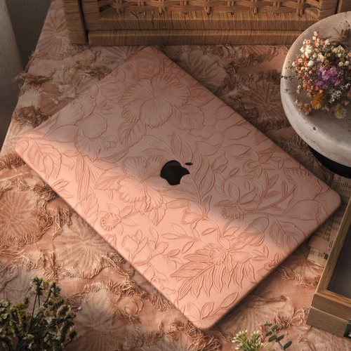 精美压花 海棠粉 Mac壳Mac13.6寸M1保护套air15寸电脑壳pro13