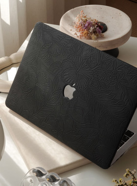 黑色压花适用macbookAir保护壳15寸2024款苹果笔记本Pro13M1pro14