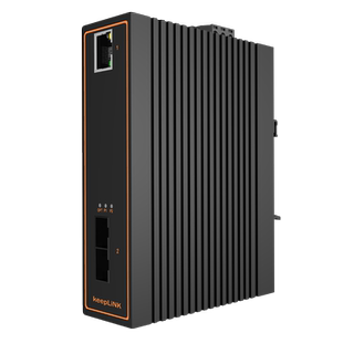 keepLINK友联 1光1电工业级以太网交换机百兆千兆导轨式安装适用恶劣环境 KP-9000-53-1FX1TX