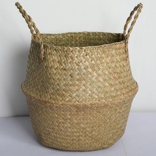 北欧海草编织花篮花盆天堂鸟琴叶榕龟背花盆宜家折叠收纳篮大号