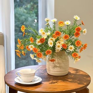 雏菊仿真花客厅摆设餐桌玄关装饰花束绢花陶瓷摆件假花花艺道具