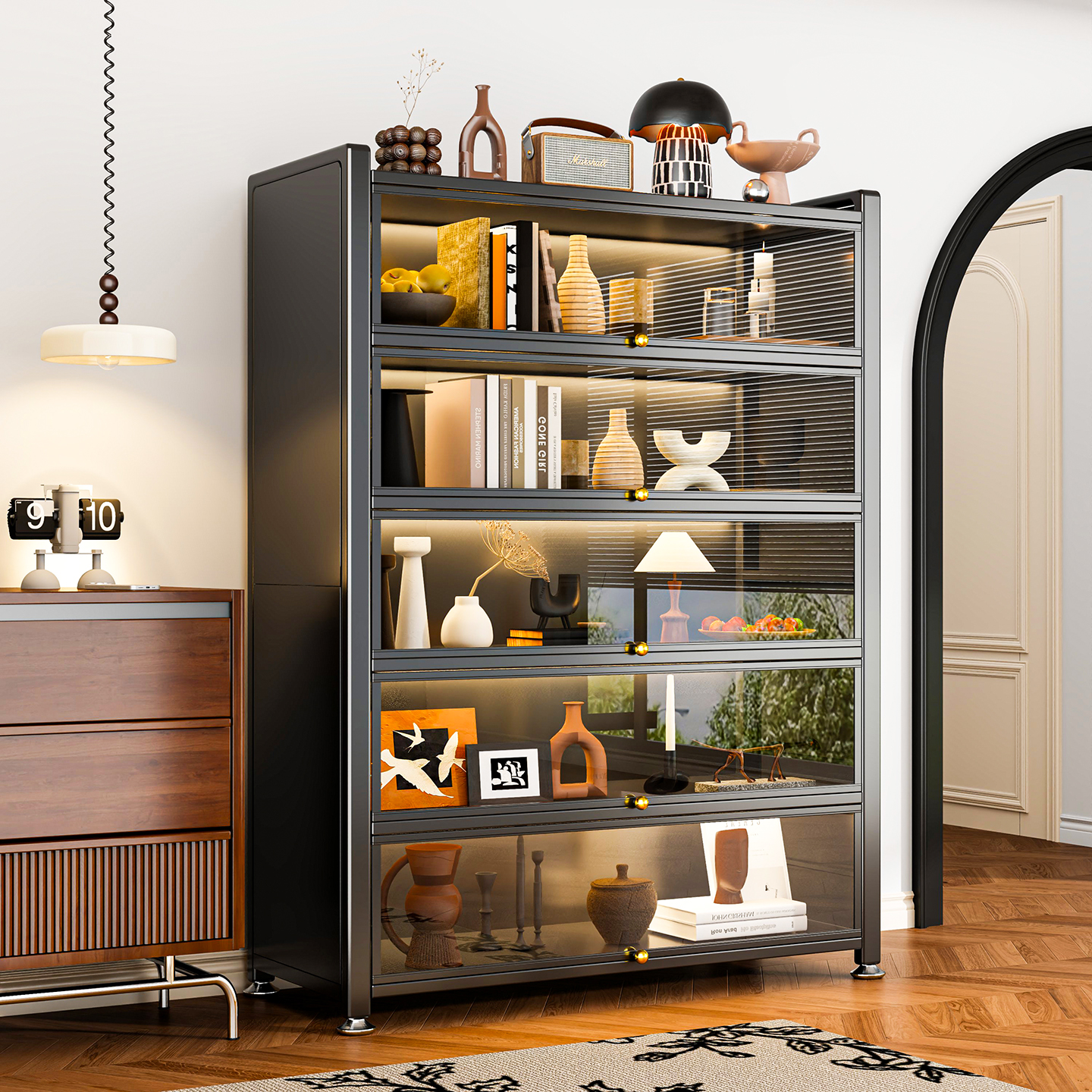 玻璃手办柜书柜钢制书架置物架