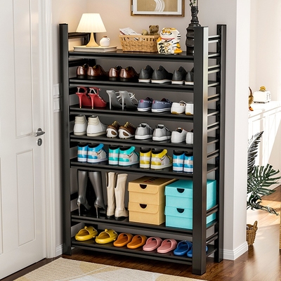 家用钢制鞋架门口落地多层置物架铁艺收纳置物架入户玄关门后鞋柜