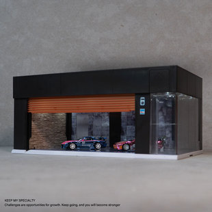 精冠1:64车模比例语音电动卷帘门车库升降门模型收纳展示盒礼物