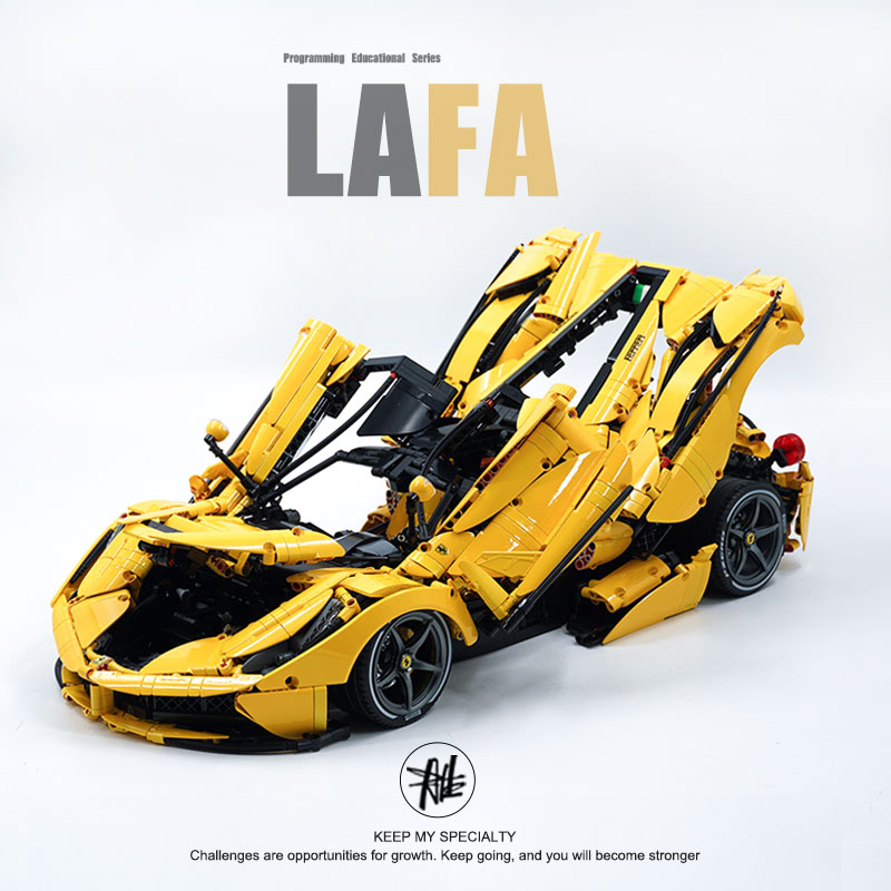 适用乐高1:8钢琴烤漆黄色拉法LAFA超跑车高难度拼装积木玩具模型