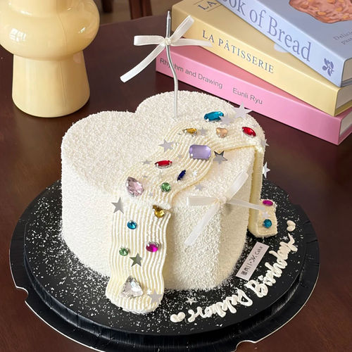 韩系风彩色宝石蛋糕装饰女神生日钻石摆件蛋糕烘焙甜品台装扮