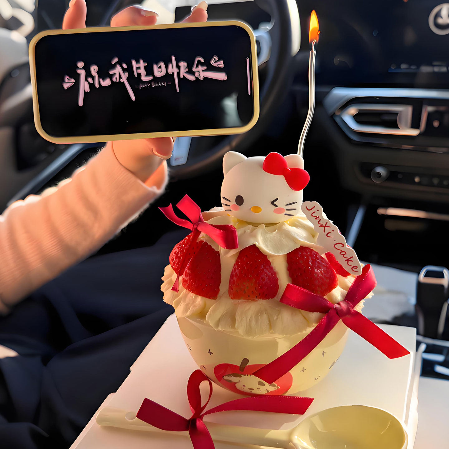 圣诞苹果小狗草莓陶瓷碗蛋糕装饰