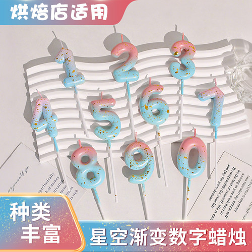 星空渐变数字生日蛋糕蜡烛插件