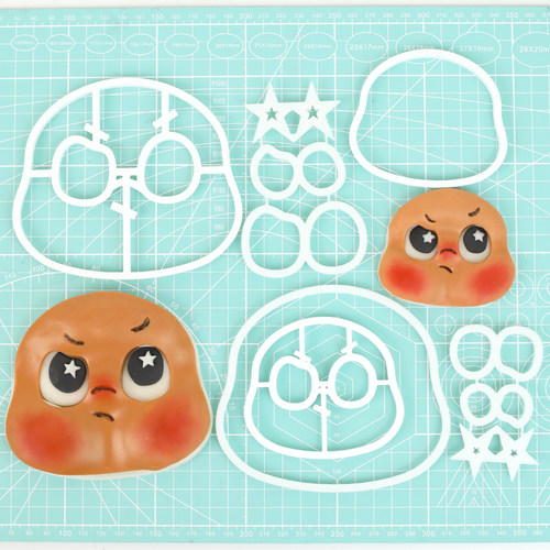 立体星星人脸蛋糕装饰翻糖压模具