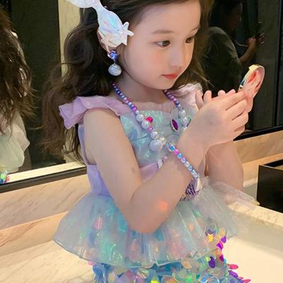 夏季女童亮片公主鱼尾连衣裙