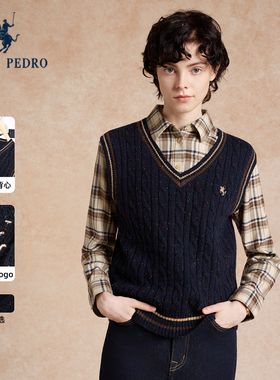 保罗彼得2025年新款女士针织背心V领复古无袖毛衣马甲UKECZ00271