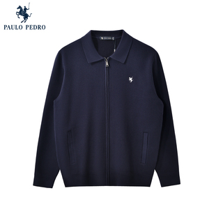 休闲时尚 保罗彼得冬季 翻领开衫 针织衫 宽松百搭毛衣MMECZ00600 男士