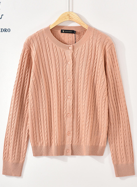 保罗彼得春秋新款女休闲长袖针织衫开衫小外套圆领毛衣MMDC65291