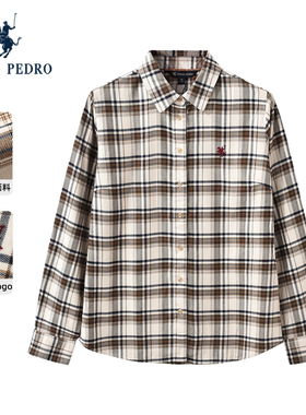 保罗彼得2025秋冬新款女衬衫德容格子衫复古开衫衬衣CBECC00320