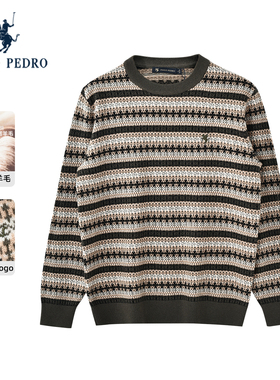 100%羊毛-保罗彼得2025秋冬男费尔岛针织衫保暖毛衣MLEDM00140